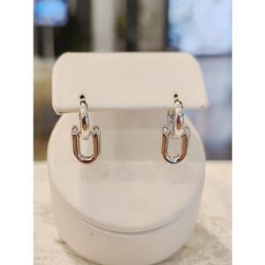 미니골드 14K 솔레아 큐 원터치 귀걸이 EJIS4080 화이트골드