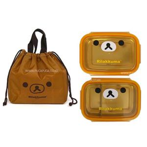 리락쿠마 얼굴 가방2단 큰 스텐도시락 아동 도시락통