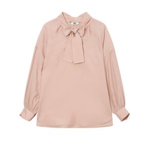 닥스 여성 24FW 가격인하울 핑크 탈착 타이 튤립형 긴소매 블라우스 DLBL4C707P1