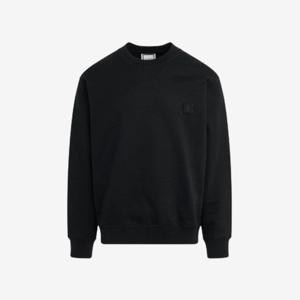 우영미 그라데이션 엠보싱 백로고 맨투맨 블랙 여성 M241TS28743