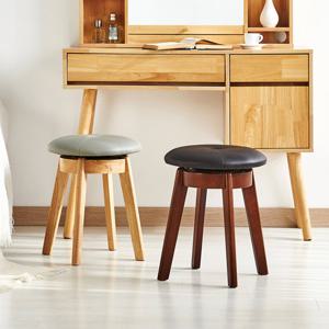 레이 원형 회전스툴 식탁 화장대의자 원목 보조 의자 2colors