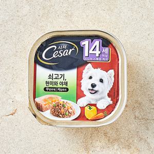[12개세트] 시저 14세 이상 쇠고기와 현미와 야채 캔 100g