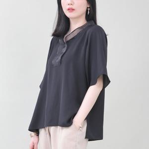 애비뉴투지 엄마옷 오간자 시스루 반팔 정장 블라우스 B07442