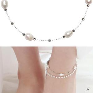 써지컬 스틸 담수 진주 체인 패션 발찌