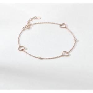 미니골드  14k 밀그레인 트리플 하트 체인팔찌 BMSM4065