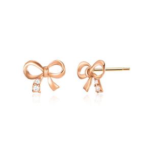 [비앤비골드] 14K 큐빅 스윙 리본 매듭 침 귀걸이 한쌍 MNE40367
