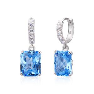 [비앤비골드] 14K 사각 블루토파즈 원터치 링 귀걸이 한쌍 NAE10745