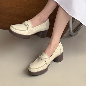 [지쎄공식몰] 천연가죽 여성수제화 몬드 통굽 구두 GIS-43280