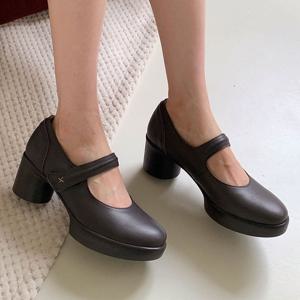 [지쎄공식몰] 천연가죽 여성수제화 릴리안 통굽 메리제인 구두 GIS-43212