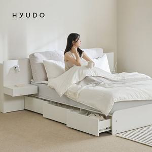 지정일배송/무료설치ㅣ휴도 다감한 선유 패브릭 LED 빅수납 슈퍼싱글 침대 매트포함 (25cm 매트리스)