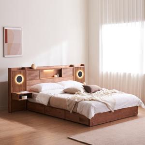 잉글랜더 엔비 템바보드 원목 수납 침대 9존Q+협탁2EA