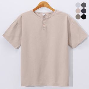 [후앙스] 시원한 린넨 반오픈 헨리넥 반팔티 BDRT3255