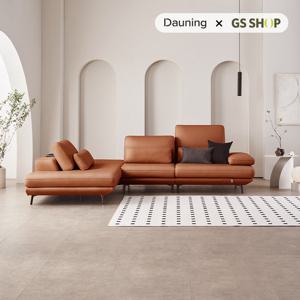 [12/18 20시 라이브 상품권 5만][다우닝] 플라나 4인 오픈코너 리프트업 전체 천연가죽 소파+스툴