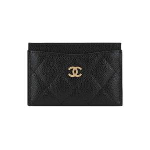 (명품) 샤넬 클래식 캐비어 카드지갑 블랙 금장 AP0
