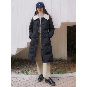 올리브데올리브 (OP3WCM111) 니트카라탈부착 슬림핏 구스다운롱패딩점퍼 OLIVE  DES  OLIVE