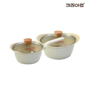 키친아트 베이직 인덕션냄비 세라믹코팅 주물 냄비세트 2종A 편18+양20