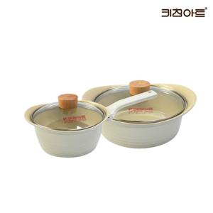 키친아트 베이직 인덕션냄비 세라믹코팅 주물 냄비세트 2종C 편18+전22