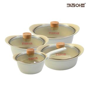 키친아트 베이직 인덕션냄비 세라믹코팅 냄비세트 4종A 편18+양20+24+전22