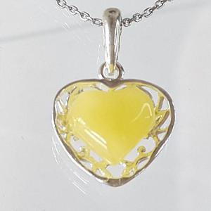 [블루케이] 하트노란호박원석 목걸이240706-09탄생석