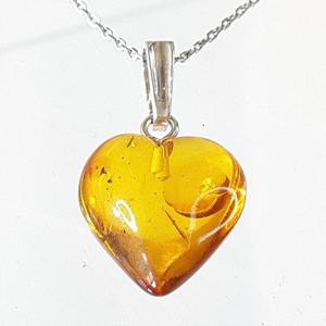 [블루케이] 하트엔틱 호박원석 목걸이240706-08탄생석