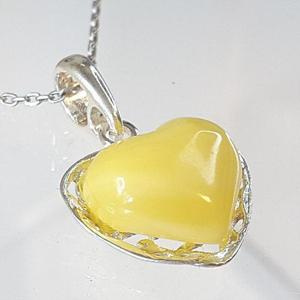 [블루케이] 하트노란호박원석 목걸이240706-11탄생석