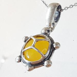 [블루케이] 거북이노란호박원석 목걸이240706-12