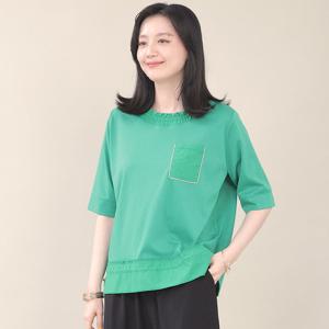 애비뉴투지 엄마옷 셔링 실버 메탈 여름 반팔 블라우스 B07449