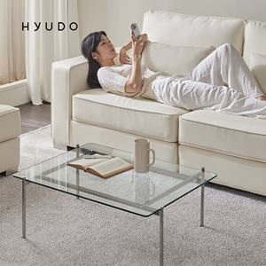 휴도 투명한 노들 강화유리 8T 사각 철제 거실 소파테이블 800