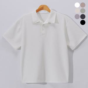 [후앙스] 오버핏 와플 스카시 니트 카라넥 반팔티 DRCT5850