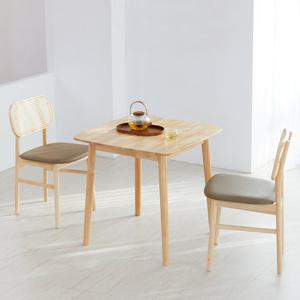 베스트리빙 아슬란 와플 2인(750) 원목 식탁 테이블 세트/의자 2개