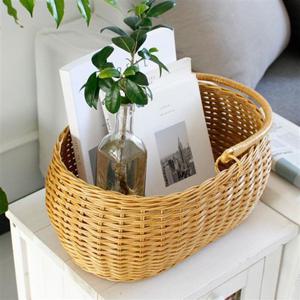 손잡이 라탄바구니 다용도 바스켓 정리박스 소품