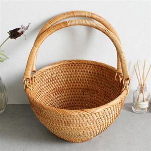 라탄 손잡이 바구니 간식 원형볼 소품 캠핑 감성