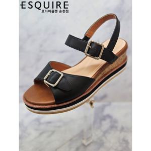 [에스콰이아]에스콰이아 웨지힐 통굽 여성샌들 YADMSD716BK_SC