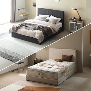 [지누스침대][Q] 매든 저상형 침대SET / 얼티마 럭스S 스프링 매트리스 25cm 침대 세트 프레임 퀸