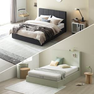 [지누스침대][Q] 매든 저상형 침대SET / 그린티 럭스S 하이브리드 매트리스 20cm 침대 세트 프레임 퀸