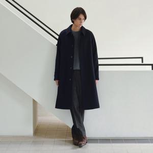[맨잇슈트]맨잇슈트 역시즌 특가 울혼방 네이비 오버핏 롱 발마칸 코트