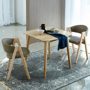 베스트리빙 아슬란 하프 2인(750) 원목 테이블 식탁 세트/의자 2개