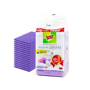 3M 크린스틱 베이킹소다 시트타입(수세미형) 10+5매
