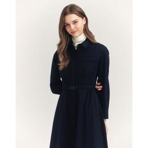 헤지스 여성 24FW 가격인하네이비 치노 셔츠형 원피스 HSDR4D802N2