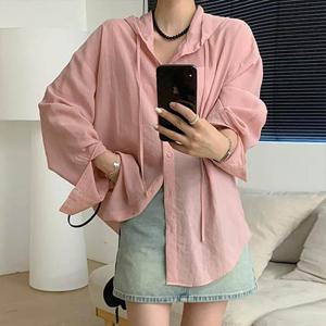 [어썸] G8/그렌후드 스트링 루즈핏 긴팔 롱 셔츠_263117