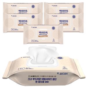 국내제조 유한그린텍 백의민족 프리미엄 물티슈 60매 6개 저자극
