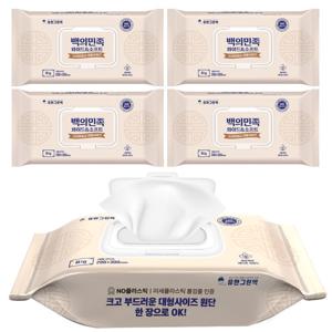 국내제조 유한그린텍 백의민족 프리미엄 물티슈 60매 5개 외출