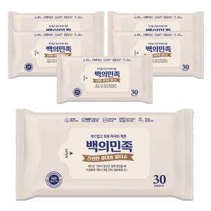 국내제조 유한그린텍 백의민족 프리미엄 물티슈 30매 6개 외출