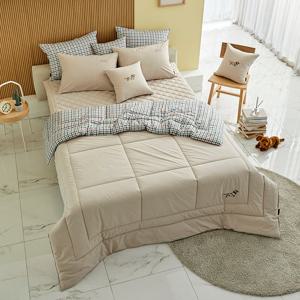 [닥스침구]고밀도 심슨 체크 베이지[3온스] 퀼트이불 싱글