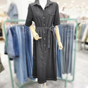 [비지트인뉴욕]스티치 벨티드 셔츠형 반팔원피스 VA6OP77_US