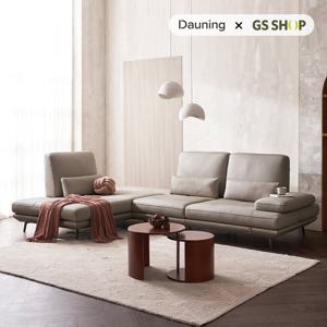 [12/18 20시 라이브 상품권 5만][다우닝] 플라나 4인 오픈코너 스윙 전체 천연가죽 소파+스툴