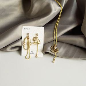 (귀걸이+목걸이) (핸드메이드) 우든 홀스 세트