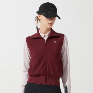 [먼싱웨어][40%OFF] 여성 부클 니트 풀오픈 베스트 와인(MP322LKV82)