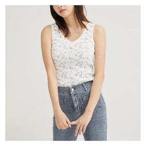 [로엠]플라워 패턴 민소매탑 (RMVKB38RQ2-T)