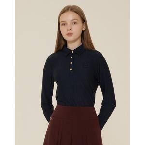 헤지스 골프 여성 24FW PREMIUM 네이비 여성 프리미엄 소재 카라티 HWTS4C611N3